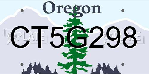 CT5G298 Oregon License Plate