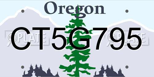 CT5G795 Oregon License Plate
