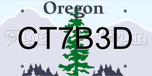 CT7B3D Oregon License Plate