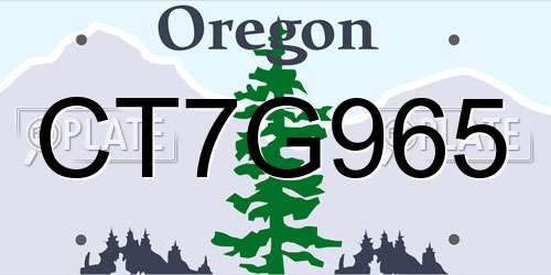CT7G965 Oregon License Plate