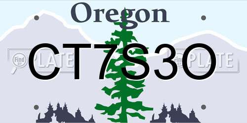 CT7S3O Oregon License Plate