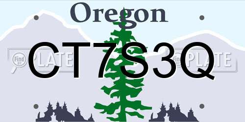 CT7S3Q Oregon License Plate