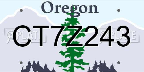 CT7Z243 Oregon License Plate