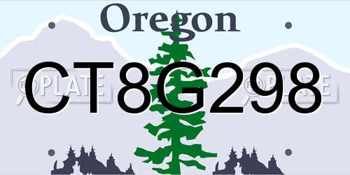 CT8G298 Oregon License Plate