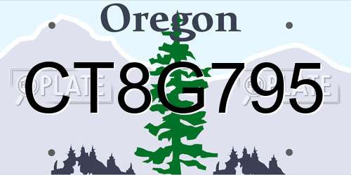 CT8G795 Oregon License Plate