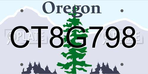 CT8G798 Oregon License Plate