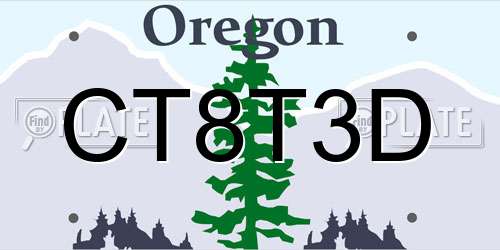 CT8T3D Oregon License Plate