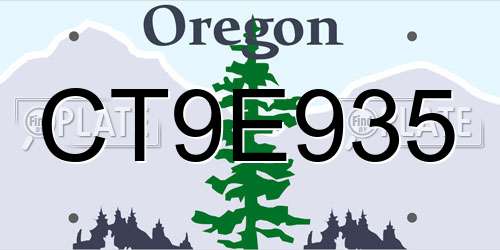 CT9E935 Oregon License Plate