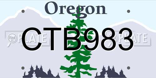 CTB983 Oregon License Plate