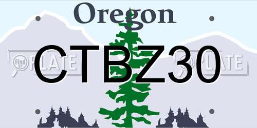 CTBZ30 Oregon License Plate