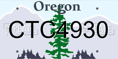 CTC4930 Oregon License Plate