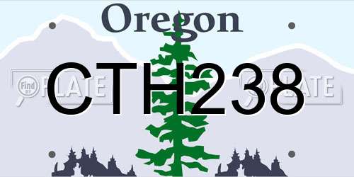 CTH238 Oregon License Plate