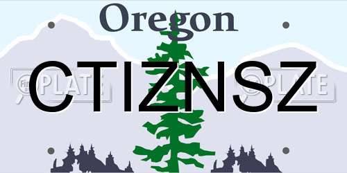 CTIZNSZ Oregon License Plate