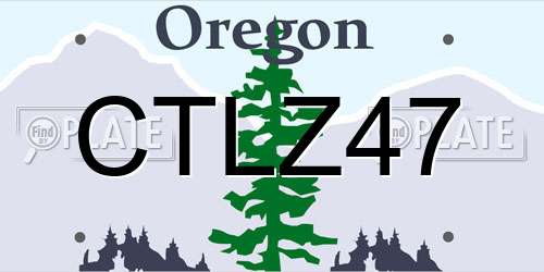 CTLZ47 Oregon License Plate