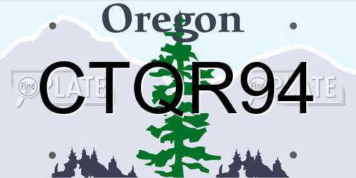 CTQR94 Oregon License Plate
