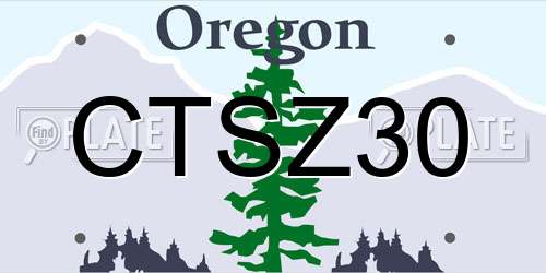 CTSZ30 Oregon License Plate