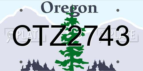 CTZ2743 Oregon License Plate