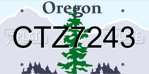 CTZ7243 Oregon License Plate