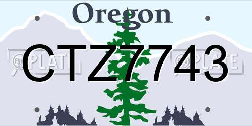 CTZ7743 Oregon License Plate