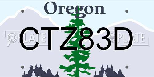 CTZ83D Oregon License Plate
