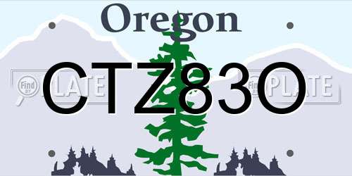 CTZ83O Oregon License Plate