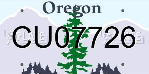 CU07726 Oregon License Plate