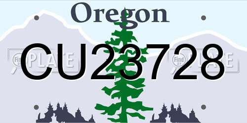 CU23728 Oregon License Plate