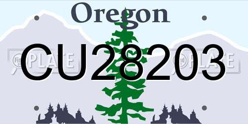 CU28203 Oregon License Plate