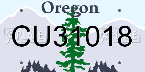 CU31018 Oregon License Plate