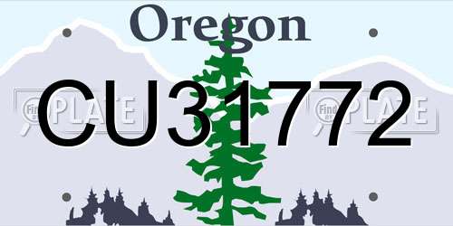 CU31772 Oregon License Plate