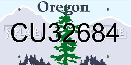 CU32684 Oregon License Plate