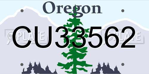 CU33562 Oregon License Plate