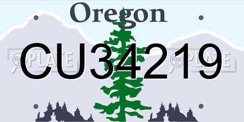 CU34219 Oregon License Plate