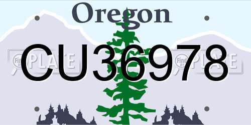 CU36978 Oregon License Plate