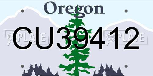 CU39412 Oregon License Plate