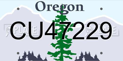 CU47229 Oregon License Plate