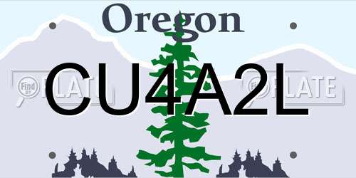 CU4A2L Oregon License Plate