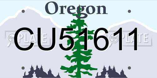 CU51611 Oregon License Plate