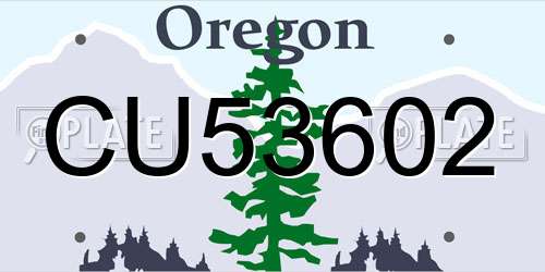 CU53602 Oregon License Plate