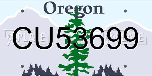 CU53699 Oregon License Plate