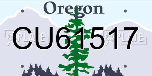 CU61517 Oregon License Plate