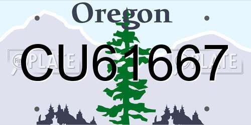 CU61667 Oregon License Plate