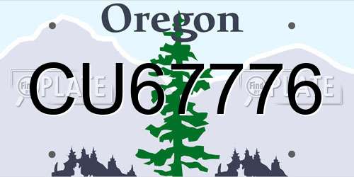 CU67776 Oregon License Plate
