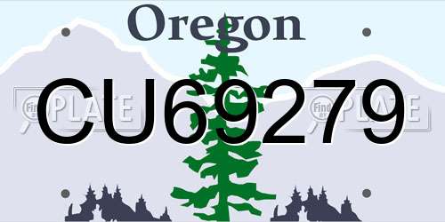 CU69279 Oregon License Plate