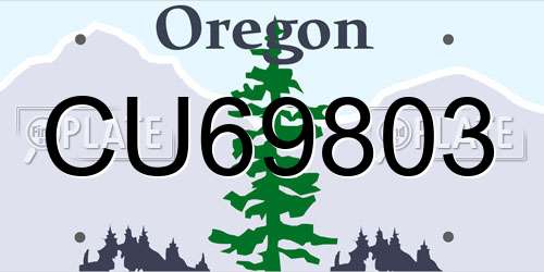 CU69803 Oregon License Plate