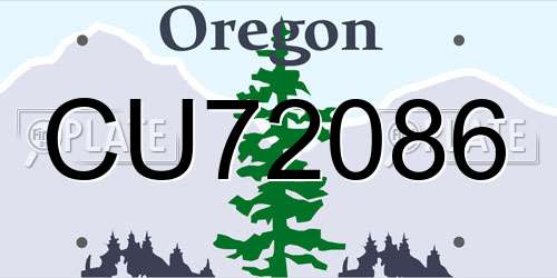 CU72086 Oregon License Plate
