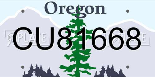 CU81668 Oregon License Plate