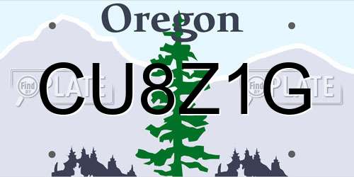CU8Z1G Oregon License Plate