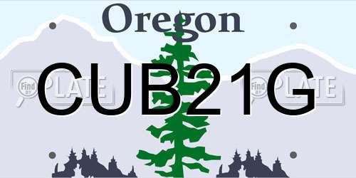 CUB21G Oregon License Plate