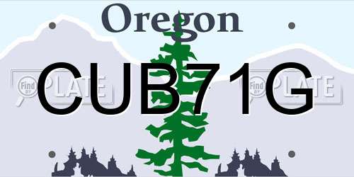 CUB71G Oregon License Plate
